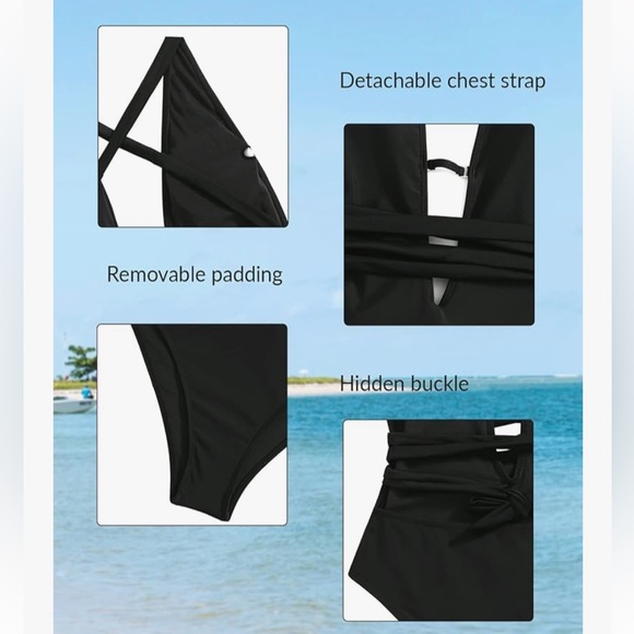 Brown Strappy One-Piece Swimsuit - Picture 3 of 5